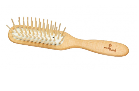 Wooden Hairbrush - Extra-long Wooden Pins rectangle | Ecoliving