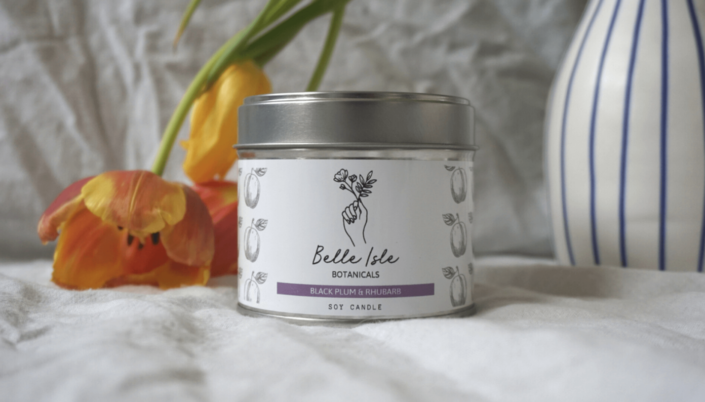 Black Plum and Rhubarb Soy Candle | Vegan from Belle Isle Botanicals