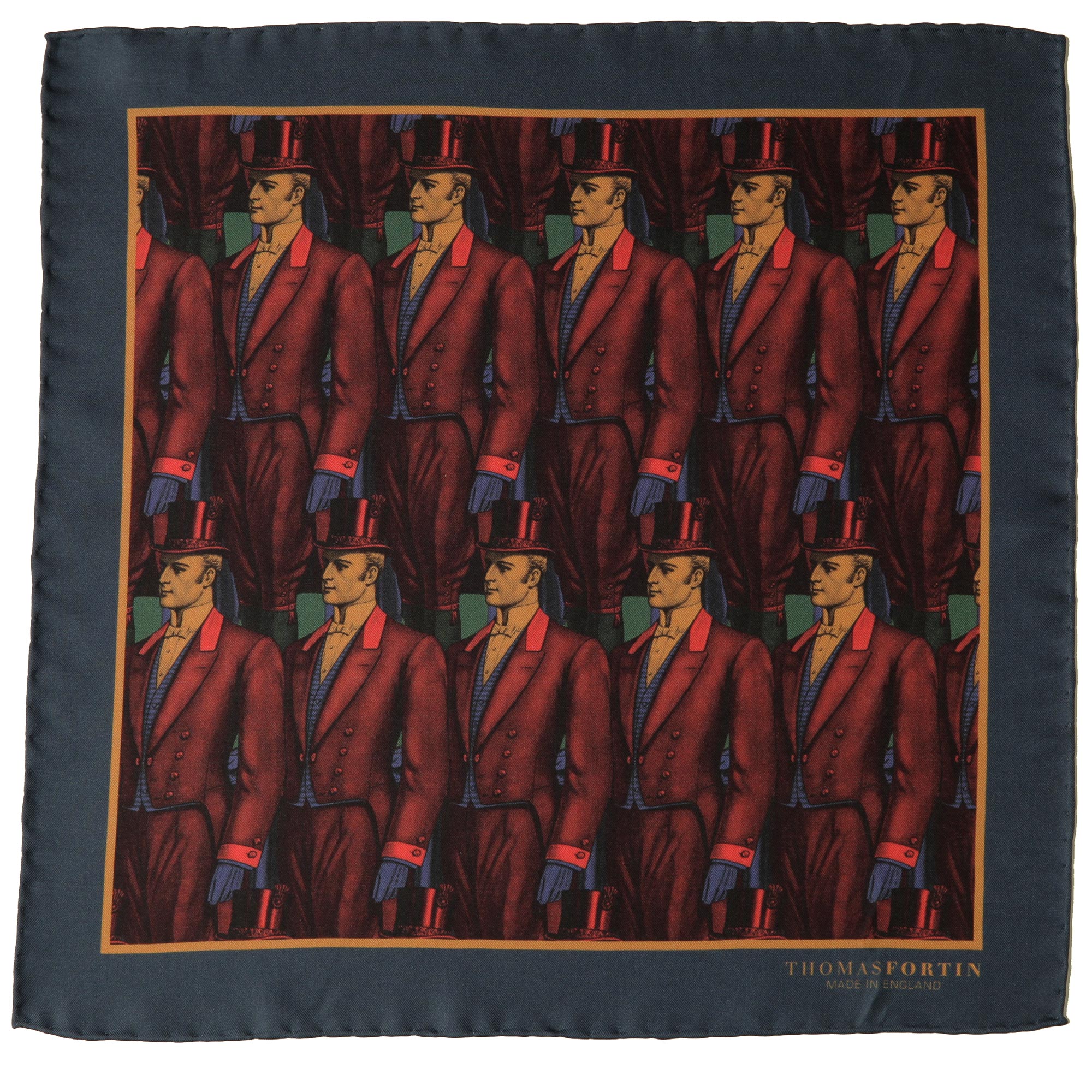 James Navy and Red Pocket Square 30x30