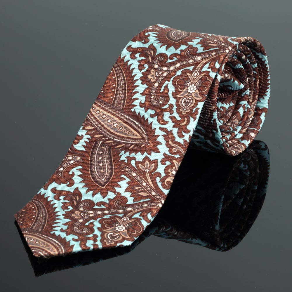 Cooper Paisley Blue and Brown Silk Tie