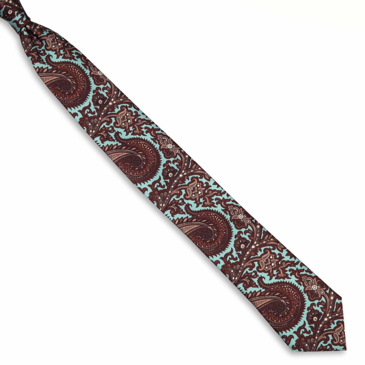 Cooper Paisley Blue and Brown Silk Tie