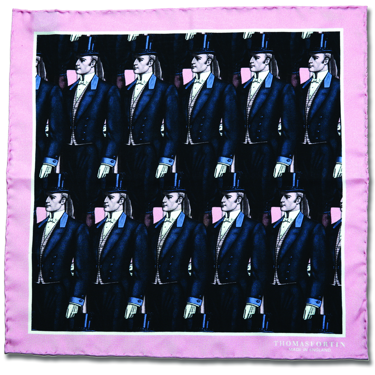 James Pink Repeat Silk Pocket Square