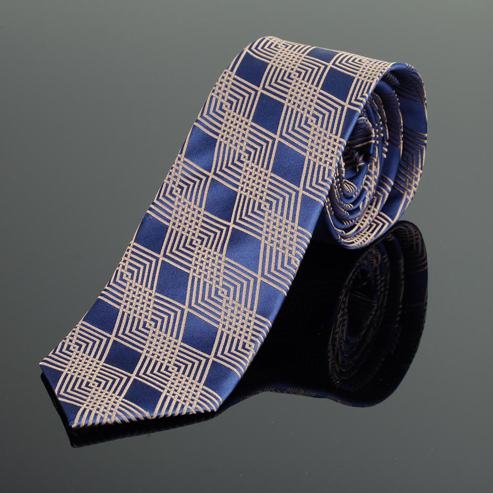 Hoxton Blue and Gold Deco Silk Tie 