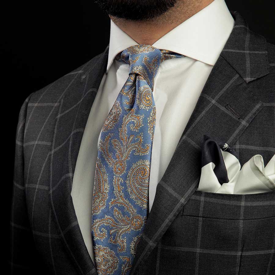 Alford Blue & Gold Paisley Silk Tie