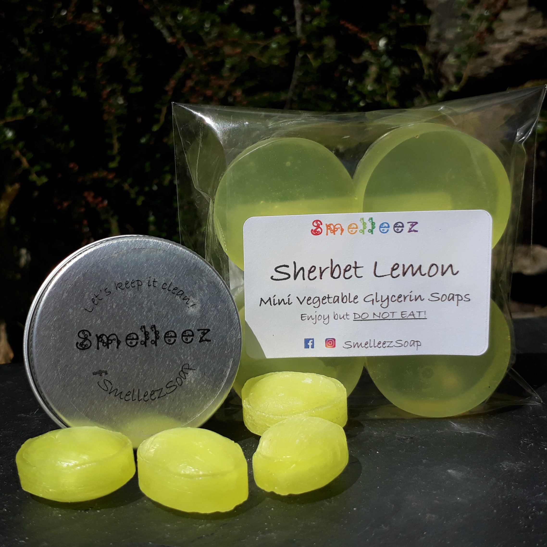 Mini Vegetable Glycerin Soap Bars & Pocket Size Tin (Sherbet Lemon)