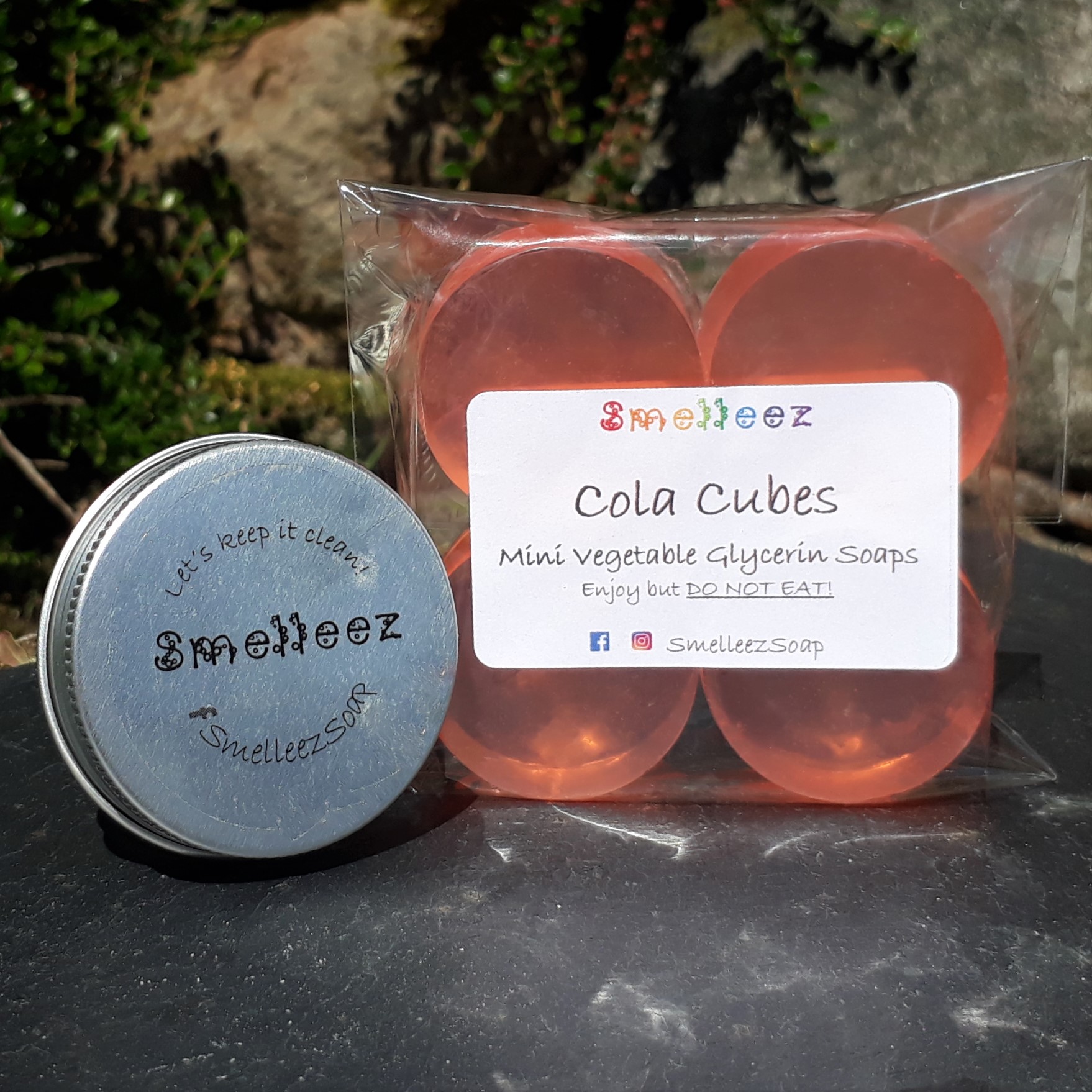 Mini Vegetable Glycerin Soap Bars & Pocket Size Tin (Cola Cubes)