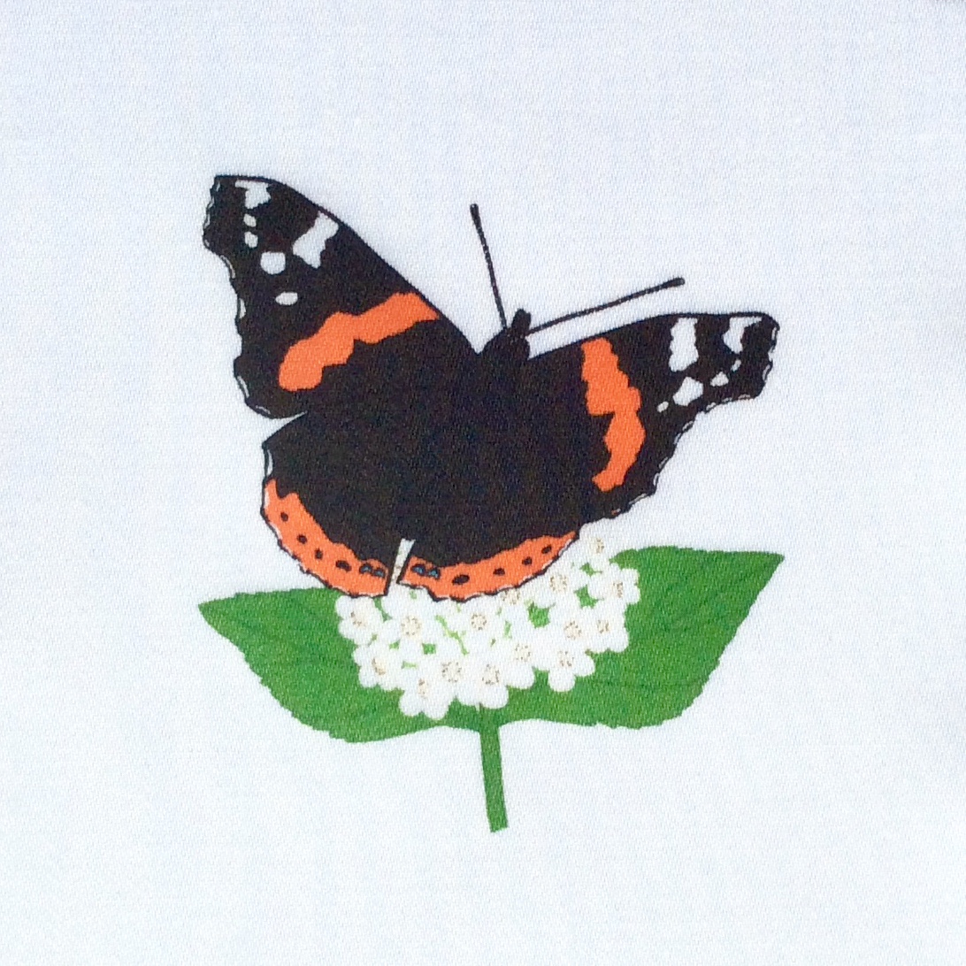 Garden butterflies fabric strip - organic sateen