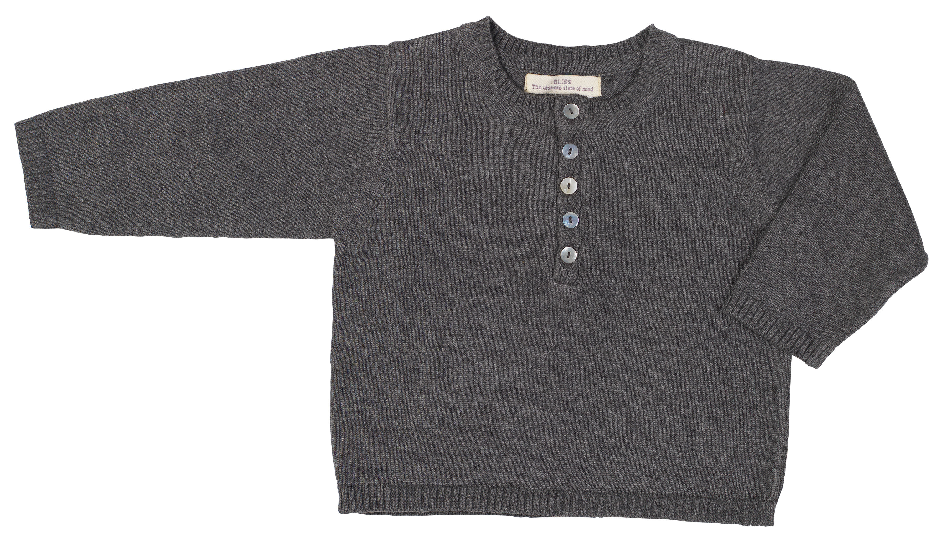 Baby Henley Sweater - grey melange