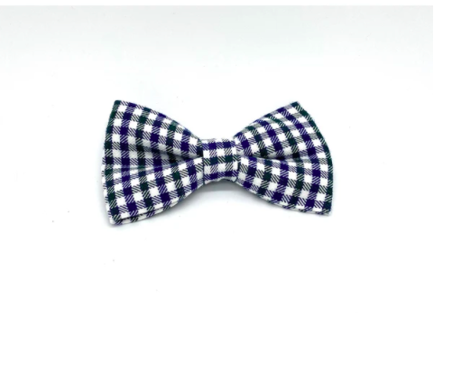 NAVY AND GREEN CHECKED DOG BOW TIE. 260,- SALE 