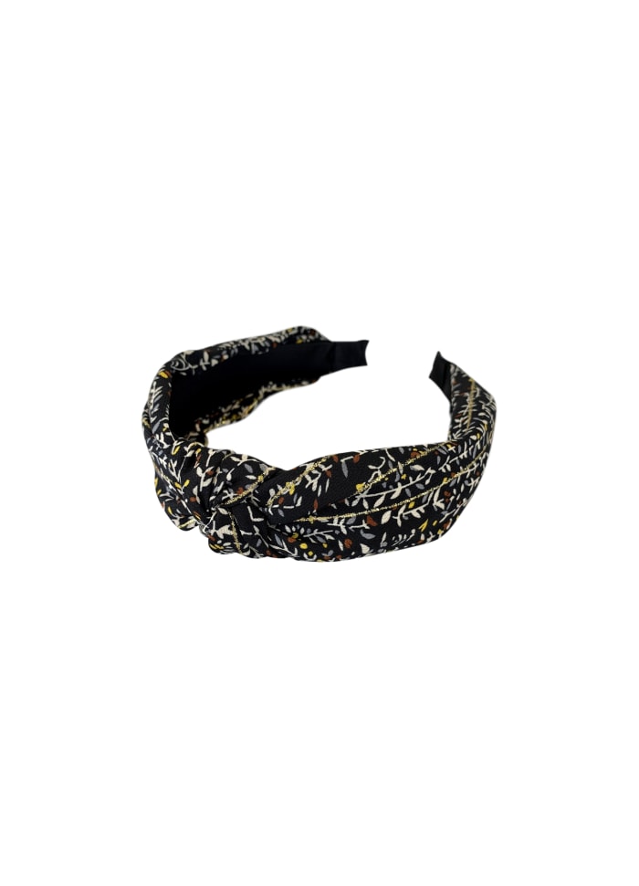 Black Colour - SADIE gold stripe headband