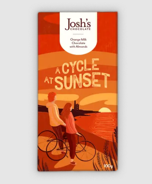 A Cycle at Sunset - Orange Milk Chocolate with Roasted Almonds (Josh's) 100g