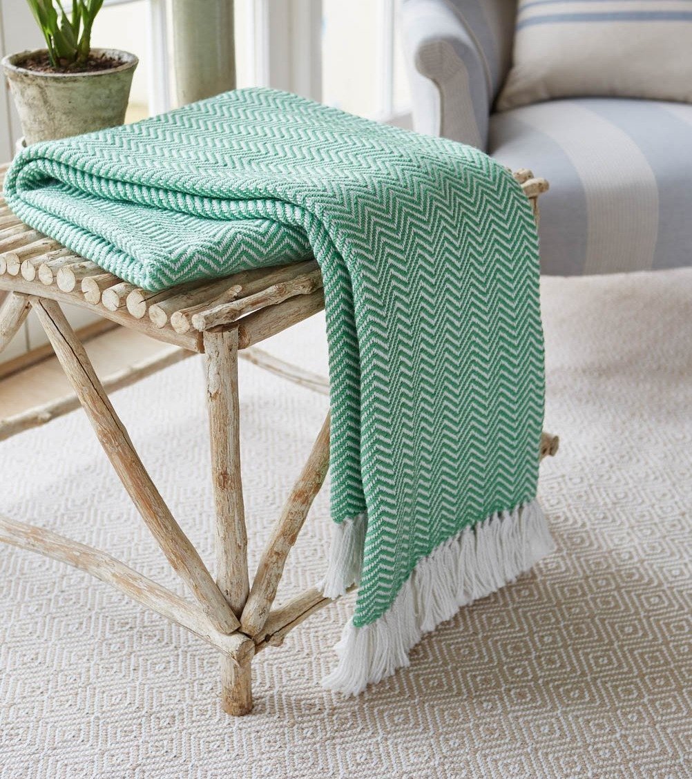 Weaver Green  - Herringbone Blanket - Aqua