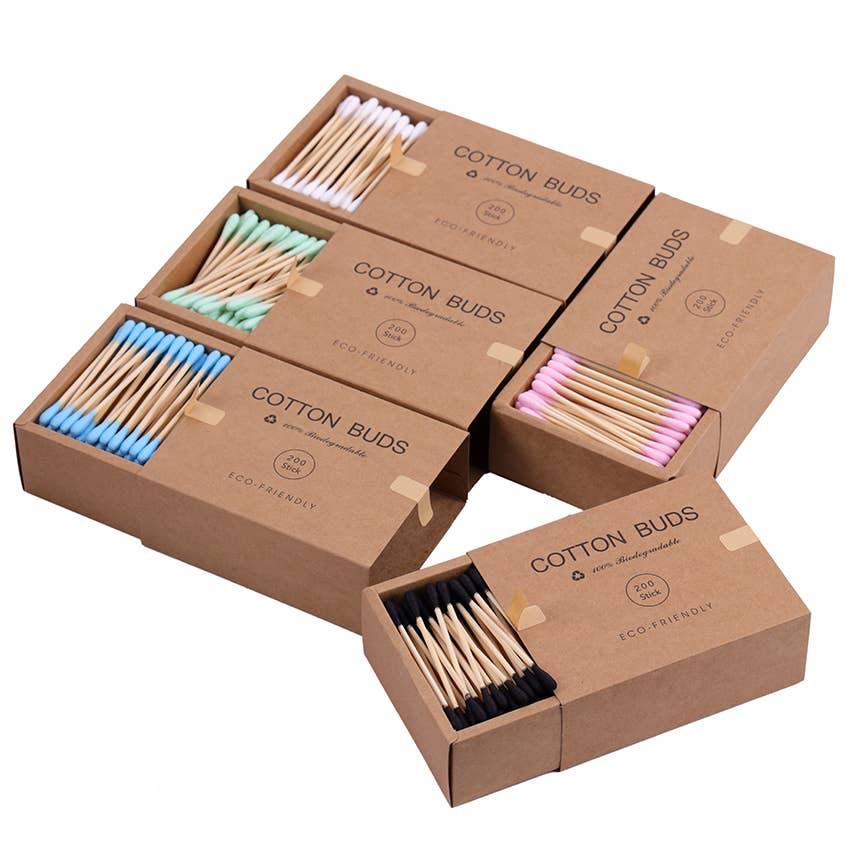 Bamboo Cotton Swabs/Buds | Eco-friendly | Blue , Pink, Green, Black, White