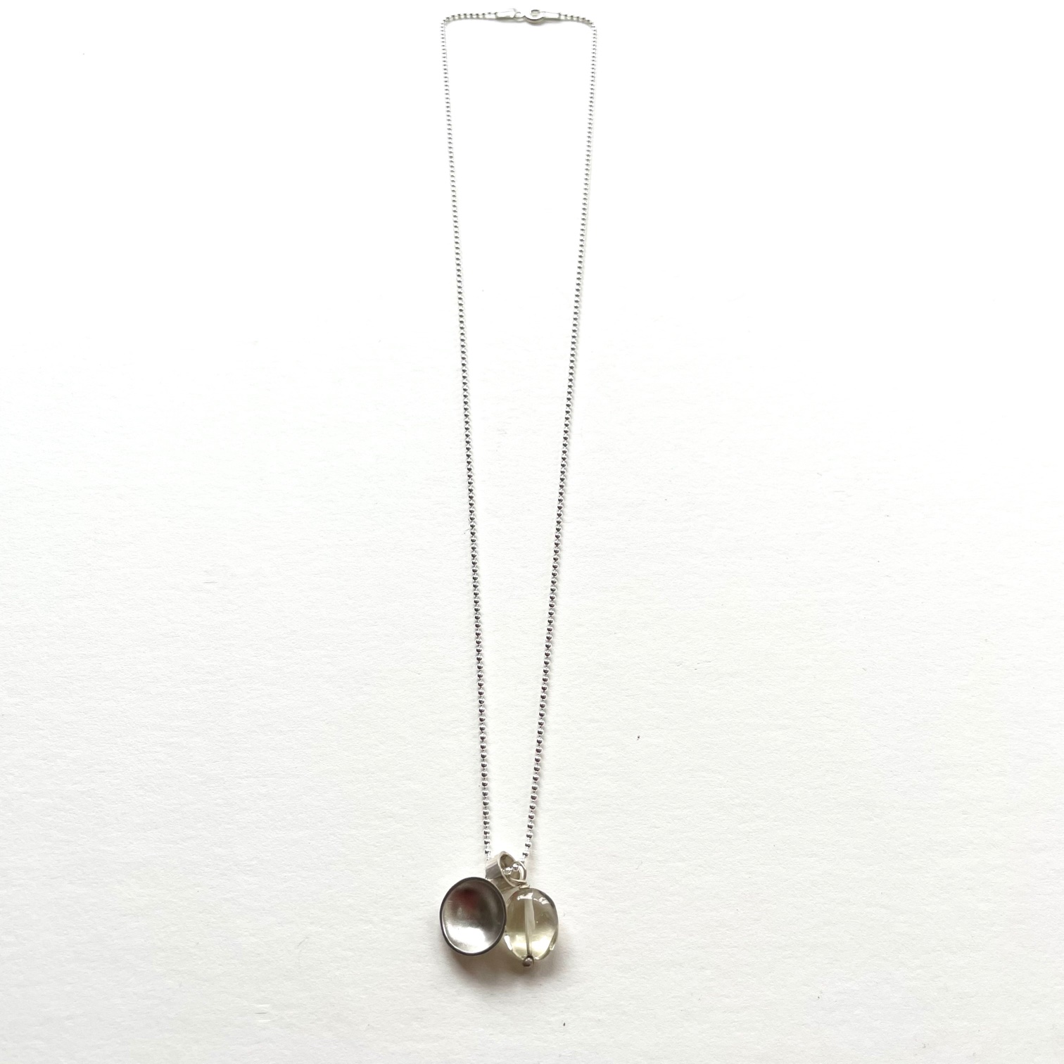 Silver and cloudy quartz pendant necklace by Karen Parker