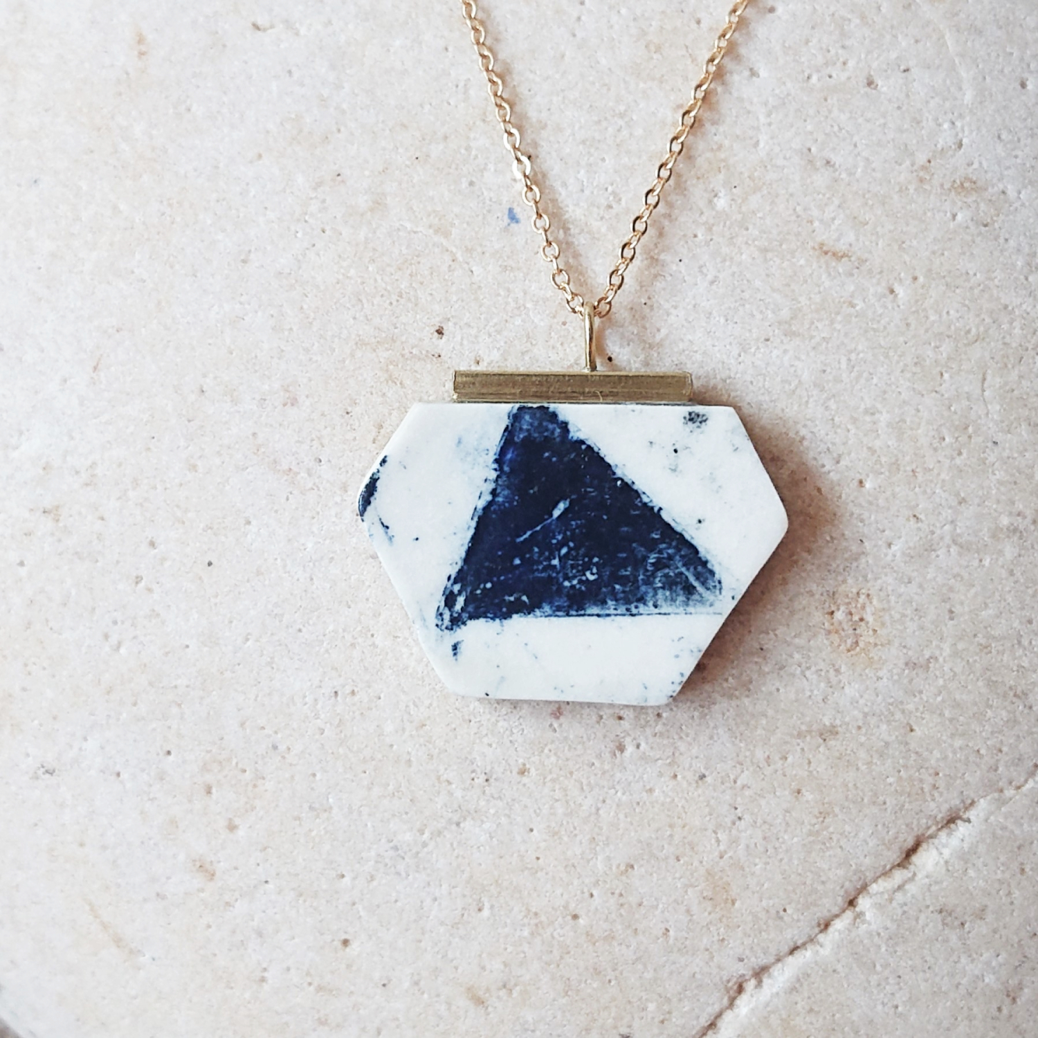Porcelain and Brass necklace by Clay Shed Studio