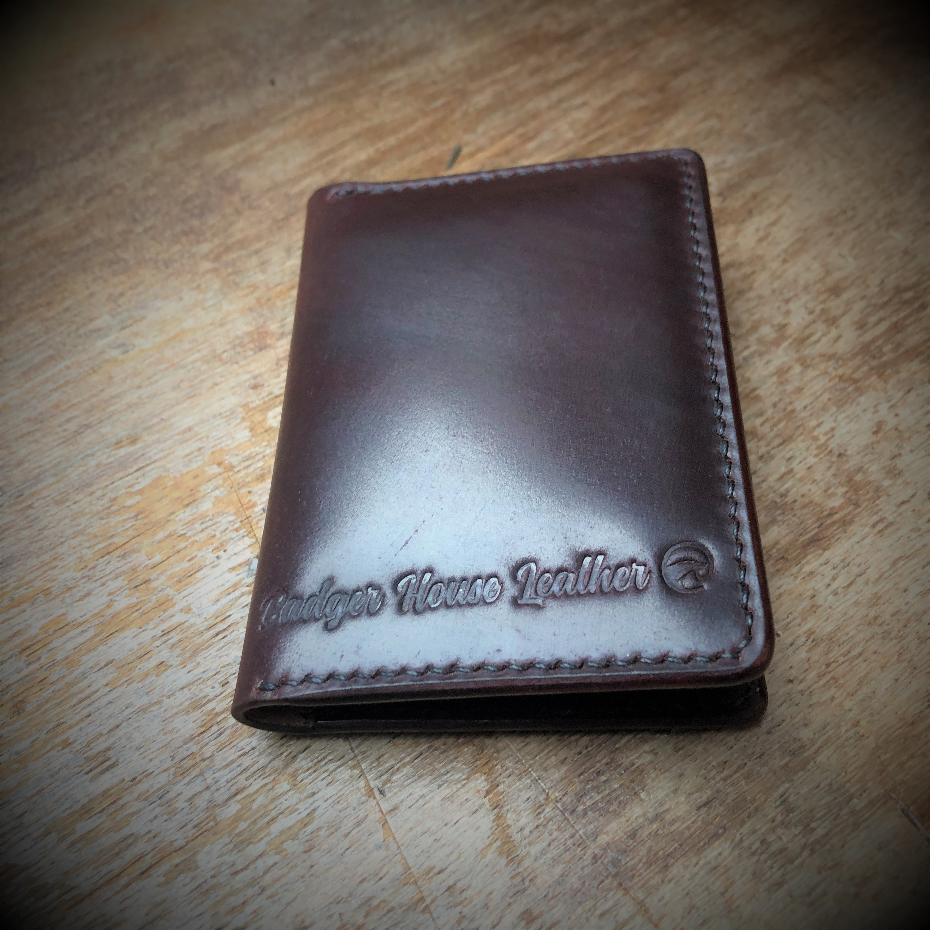 Shell cordovan bi-fold wallet