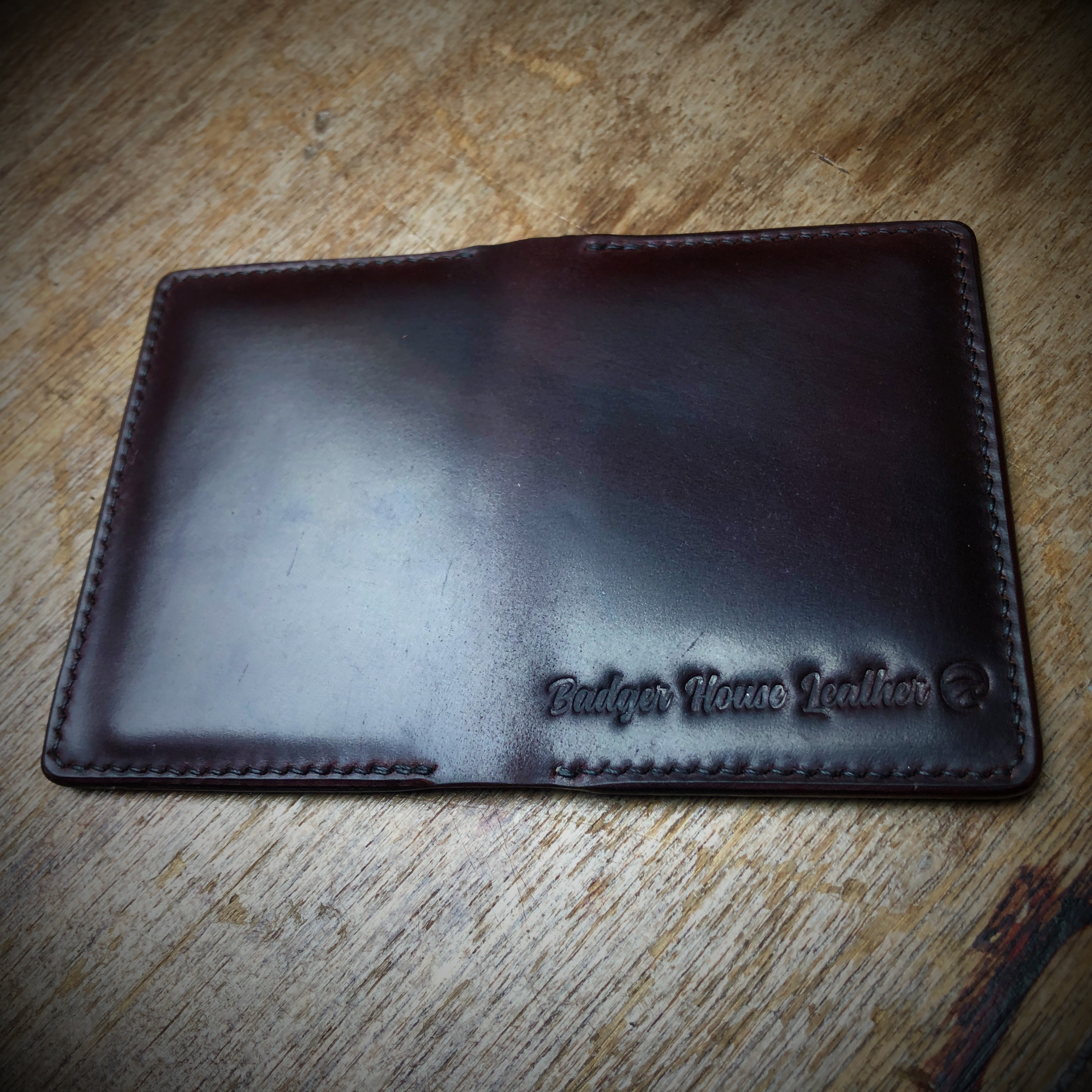 Shell cordovan bi-fold wallet