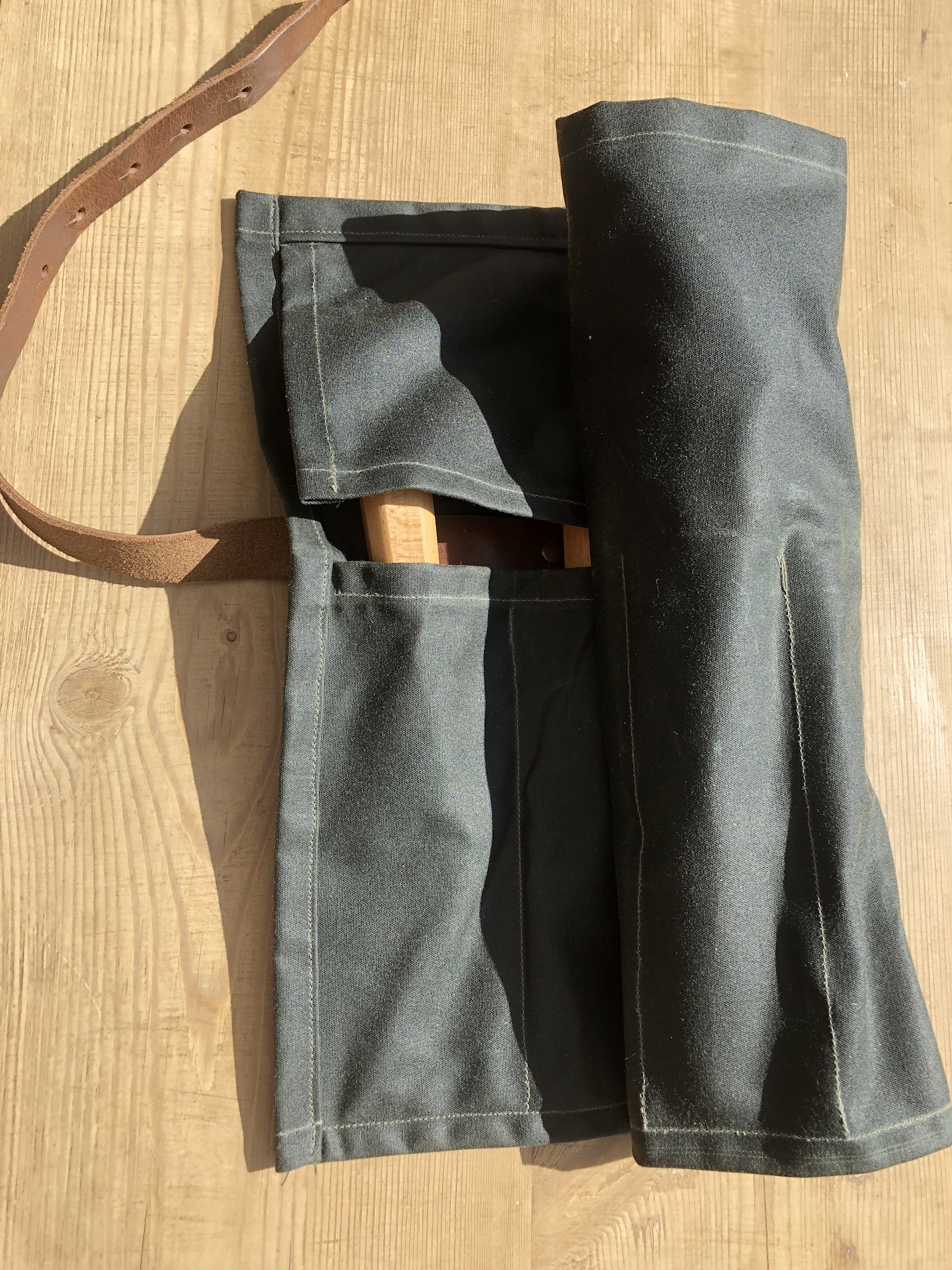 Waxed canvas and leather tool roll 