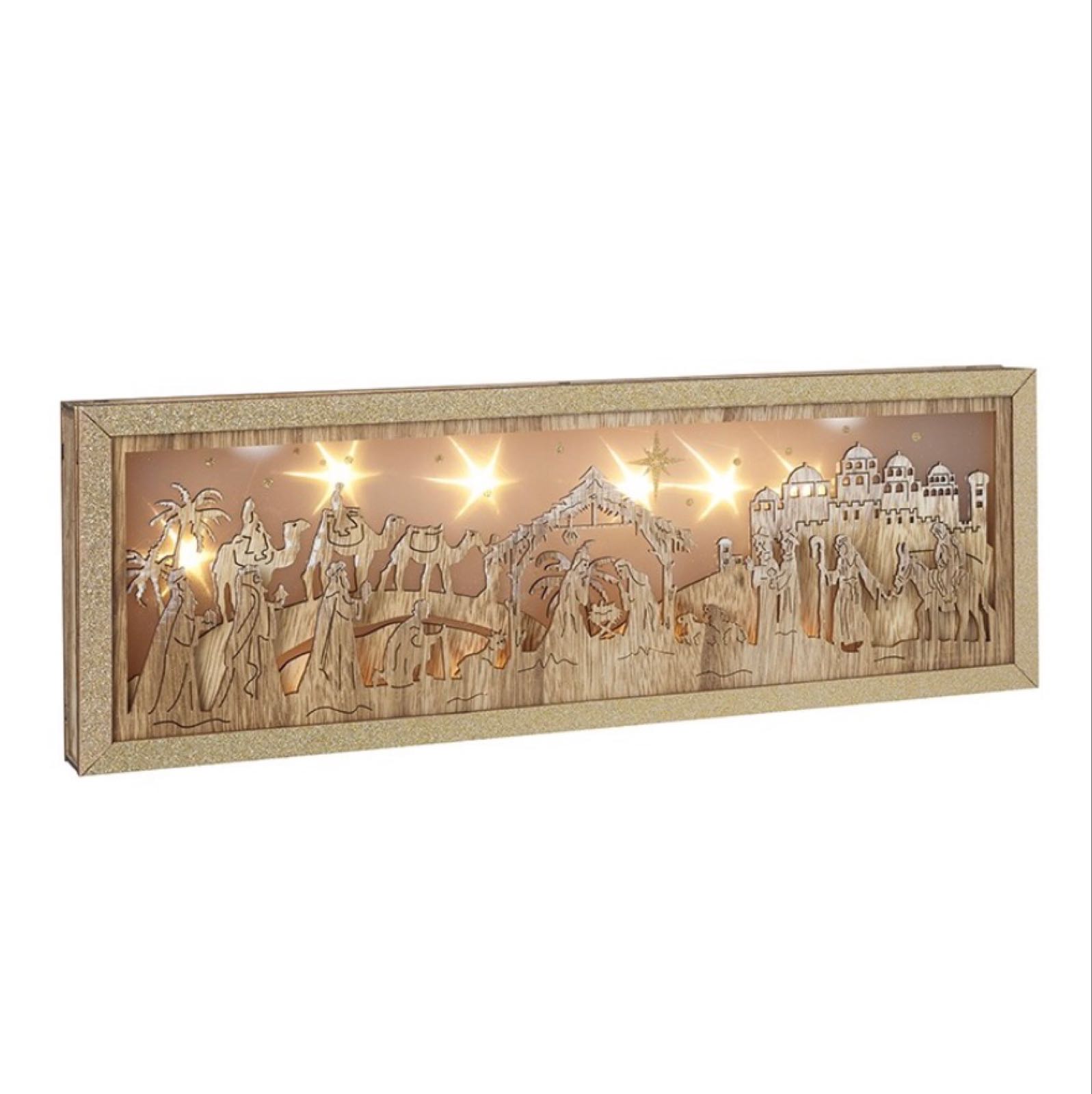 Large Wooden Nativity LED