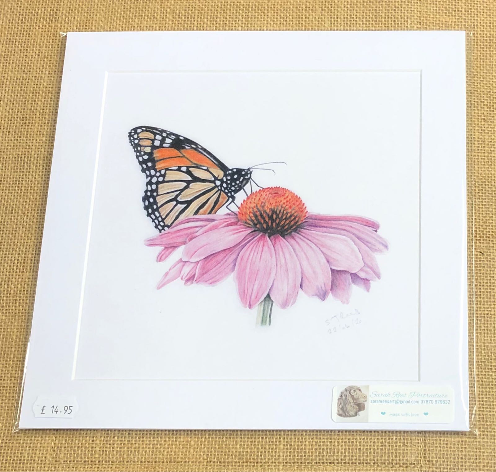Butterfly on pink flower print