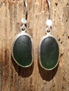 ES26 Eco-silver Sea Glass Earrings from Seaham in Forest Green Sea Glass