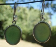 ES39 Eco-silver Sea Glass Earrings from Seaham in Forest Green Sea Glass