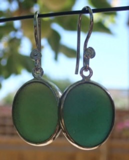 ES39 Eco-silver Sea Glass Earrings from Seaham in Forest Green Sea Glass