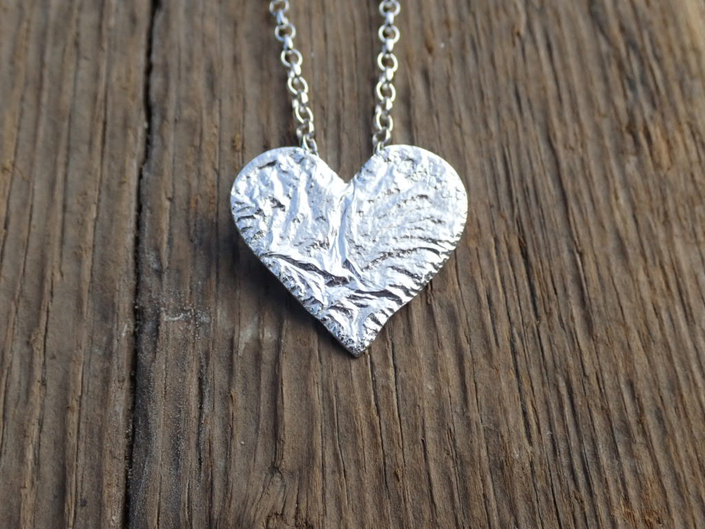 Sea Ripple Eco-silver Heart Pendant