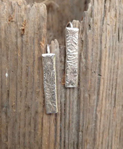 Sea Ripple Elongated Earrings in Eco-silver