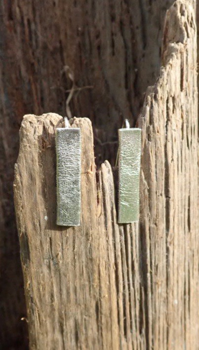 Sea Ripple Elongated Earrings in Eco-silver