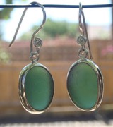 ES40 Eco-silver Sea Glass Earrings from Seaham in Forest Green Sea Glass
