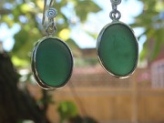ES40 Eco-silver Sea Glass Earrings from Seaham in Forest Green Sea Glass