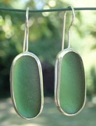 ED20 Eco-silver Sea Glass Earrings Jurassic Coastline Forest Green Sea Glass