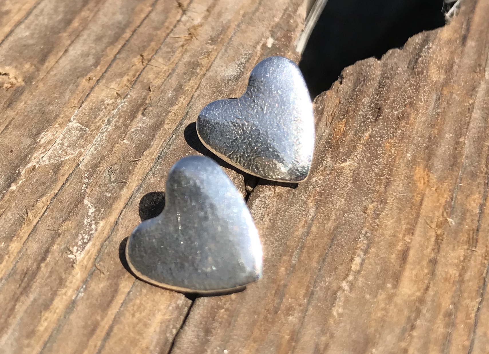 Sea Ripple Heart Stud Earrings in Eco-silver