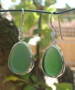 ES42 Eco-silver Sea Glass Earrings from Seaham in Forest Green Sea Glass