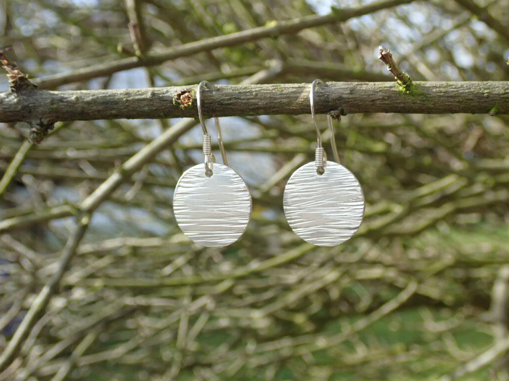 Driftwood  Eco-silver Earrings 15mm Round