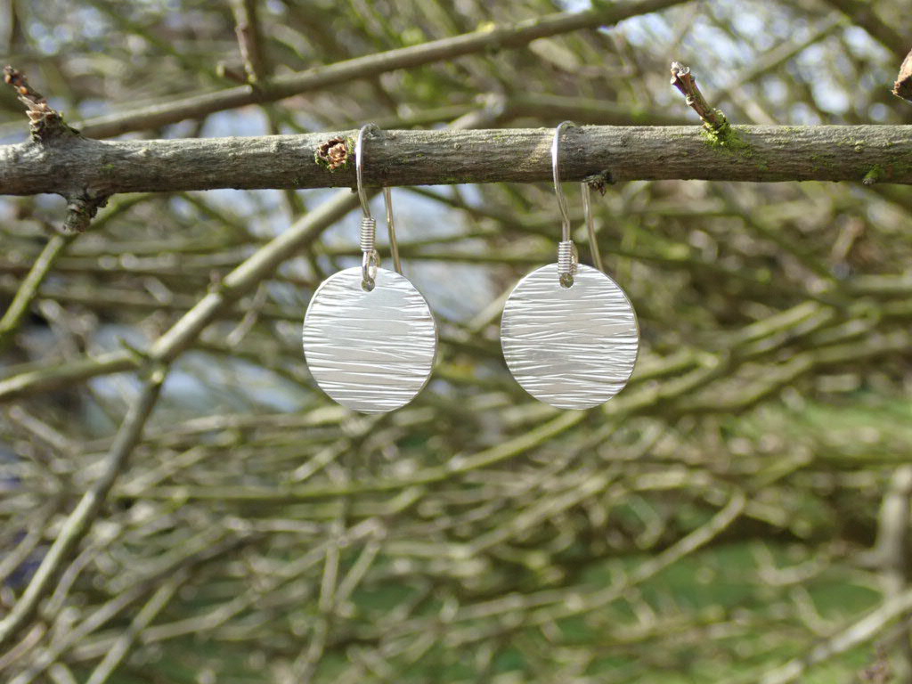 Driftwood  Eco-silver Earrings 15mm Round