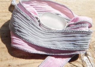 Eco-silver Seaham Sea Glass Boho Silk Wrist Wrap
