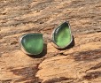 EST26 Eco-silver Sea Glass Earrings Seaham with Forest Green Sea Glass