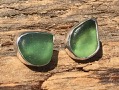 EST26 Eco-silver Sea Glass Earrings Seaham with Forest Green Sea Glass