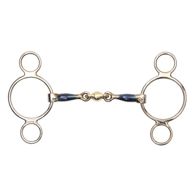 Blue sweet iron 2 ring gag with lozenge 
