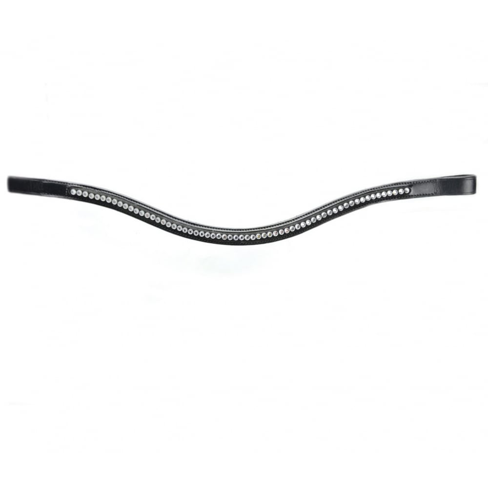 HyClass Curved Single Row Diamante Browband - Black Leather
