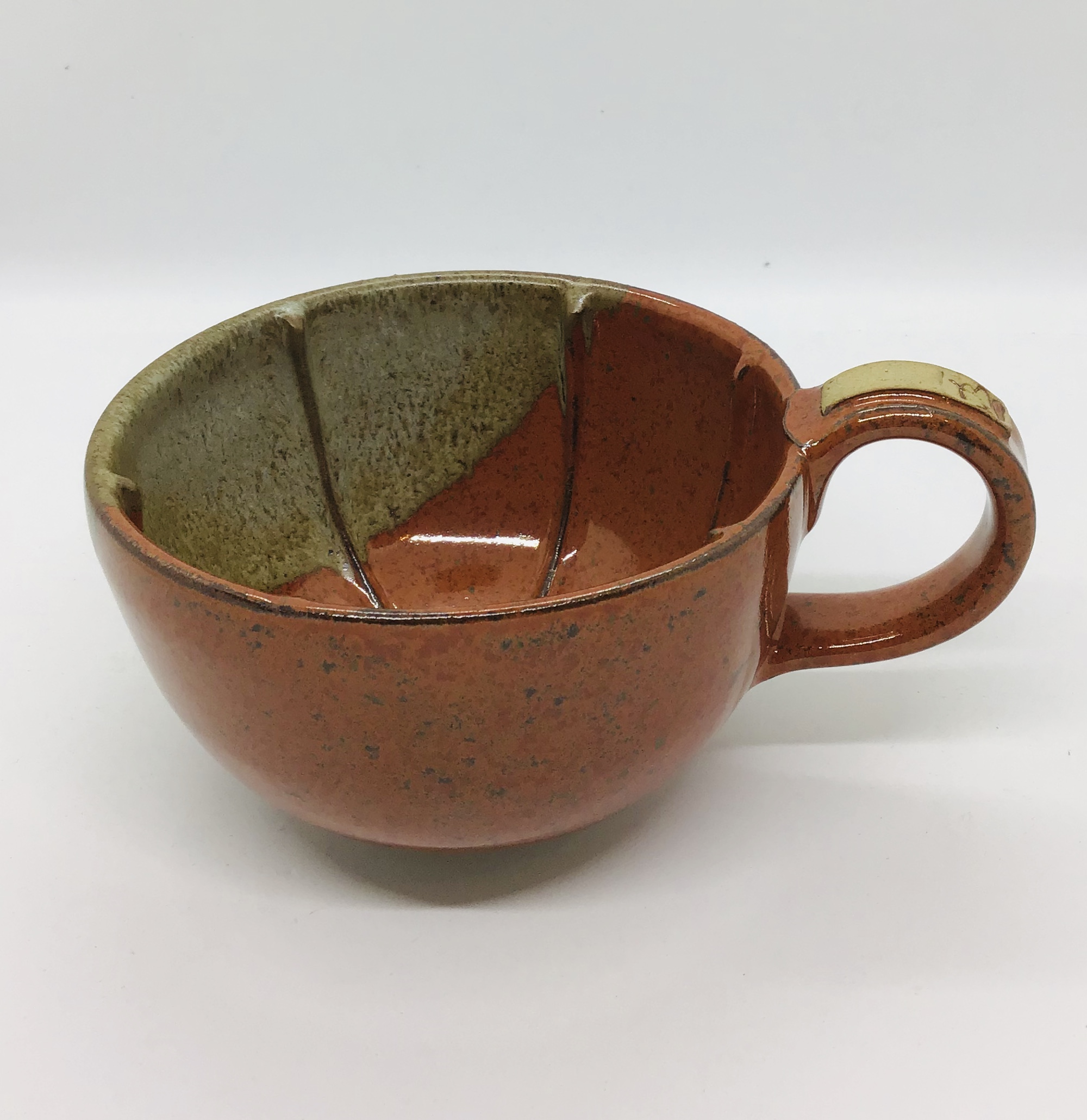 Shaving mug/bowl red/brown earthenware 