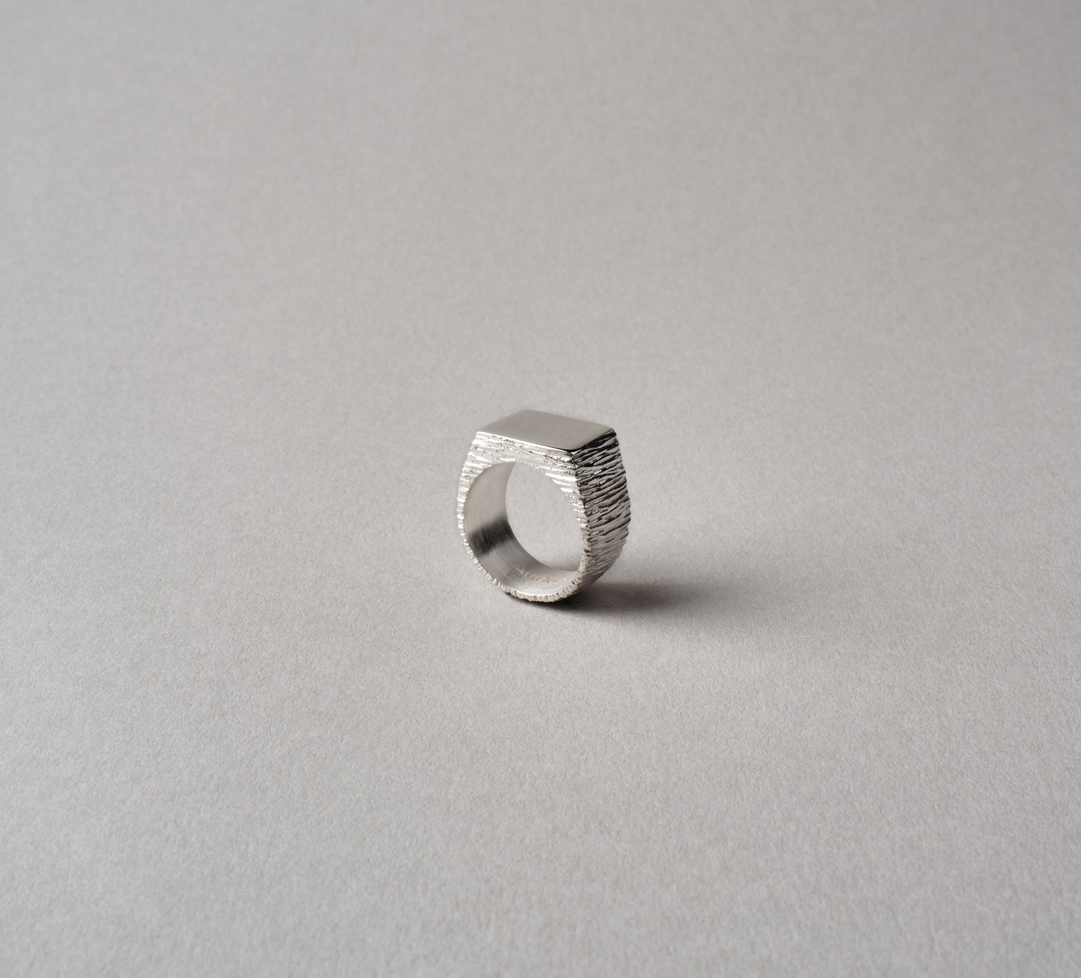 Square Slate Ring Silver