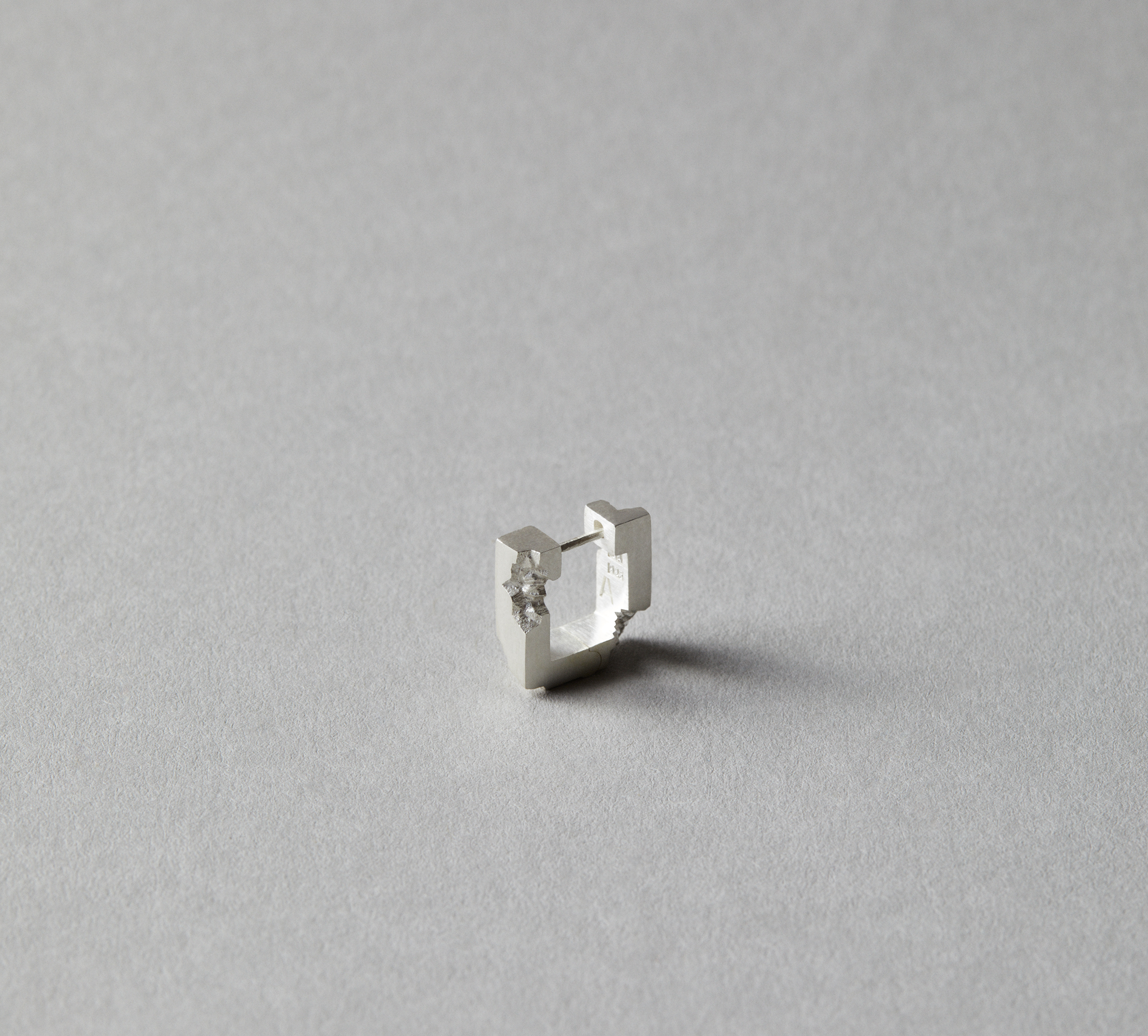 Square Cracked Earring Silver