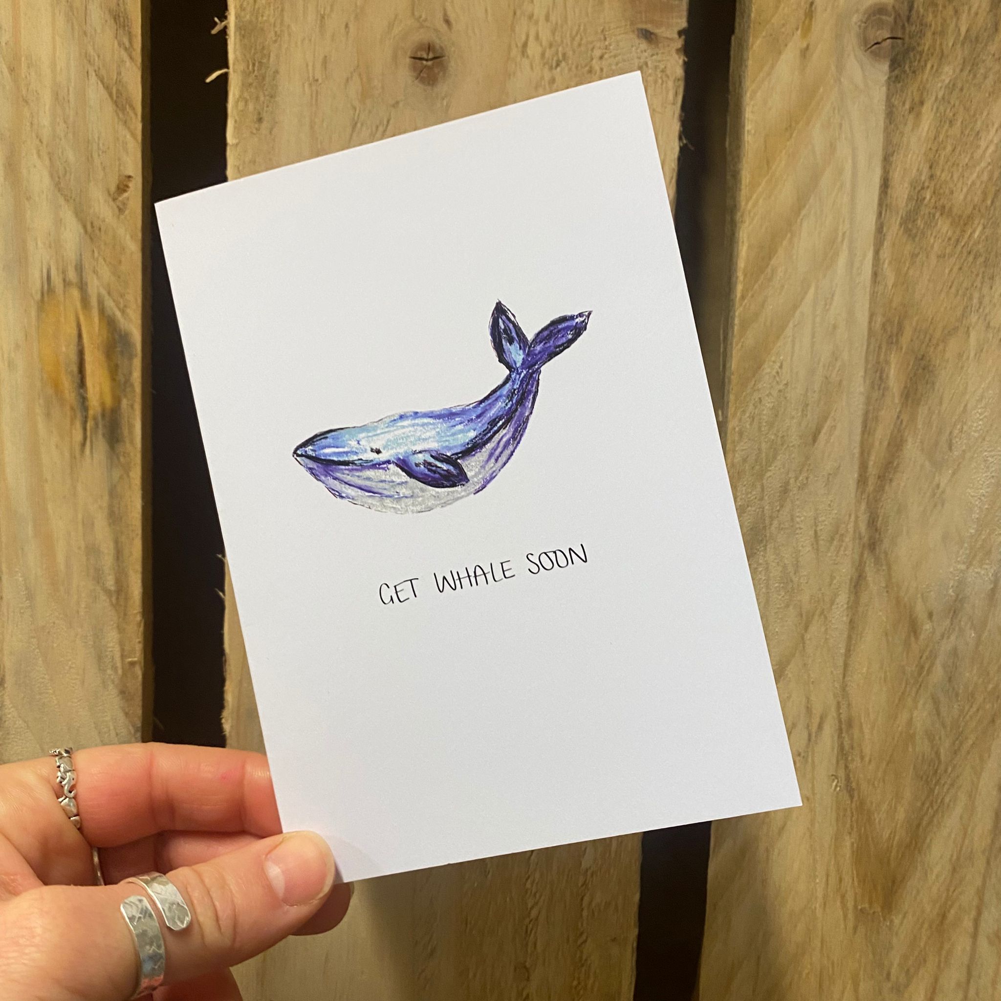 'Get Whale Soon' Recycled Greetings Card