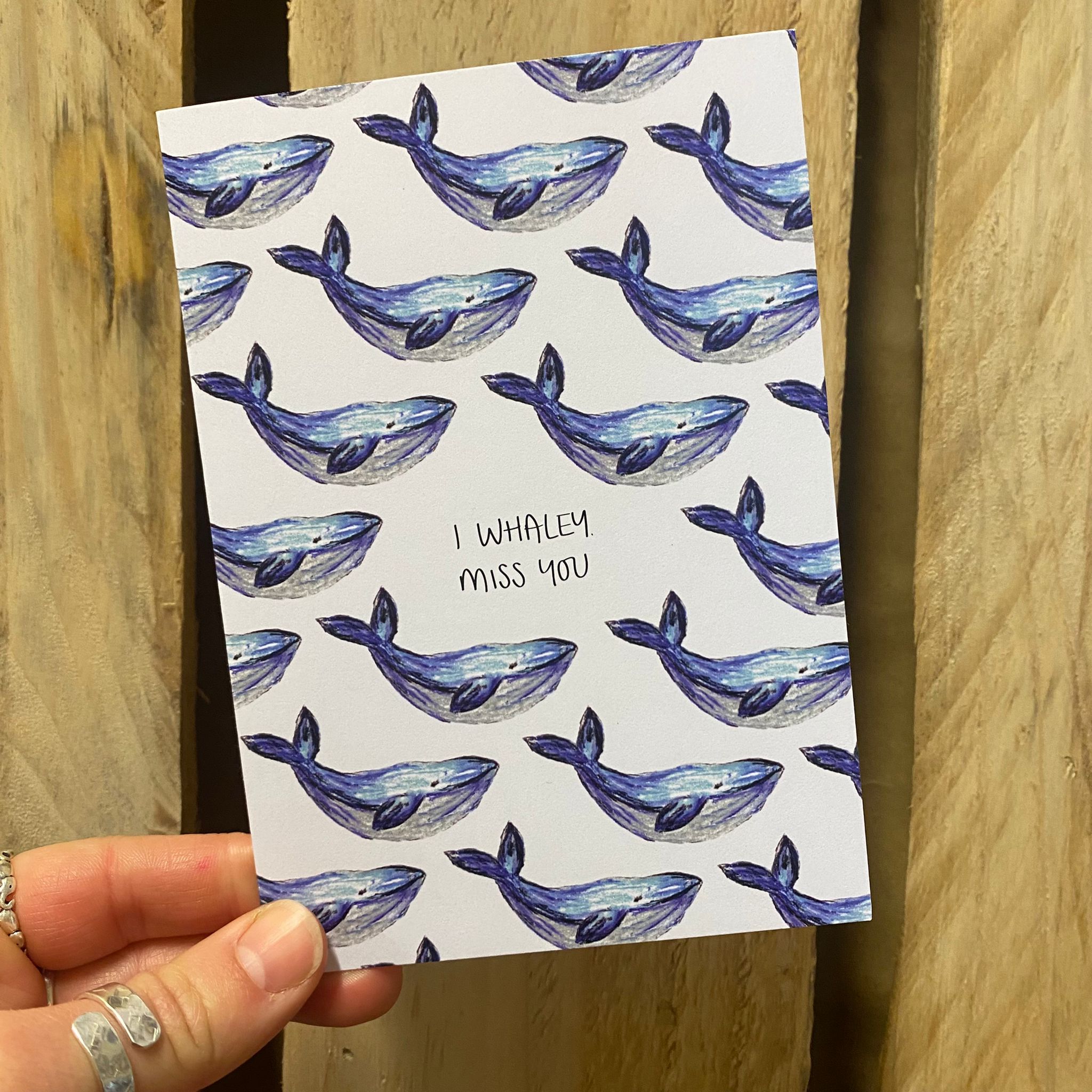 'I Whaley Miss You' Recycled Greetings Card