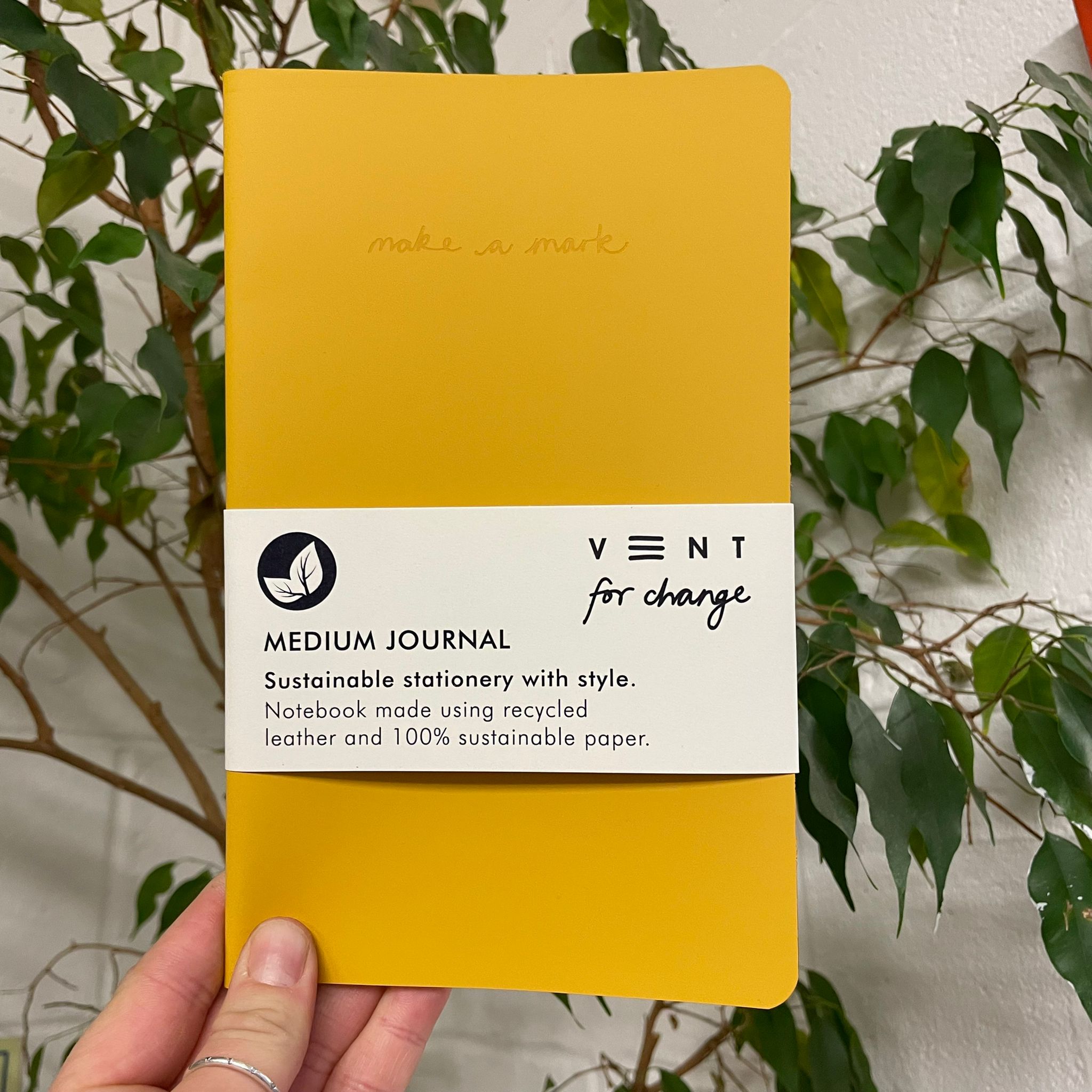 Yellow Medium Recycled Leather Notebook