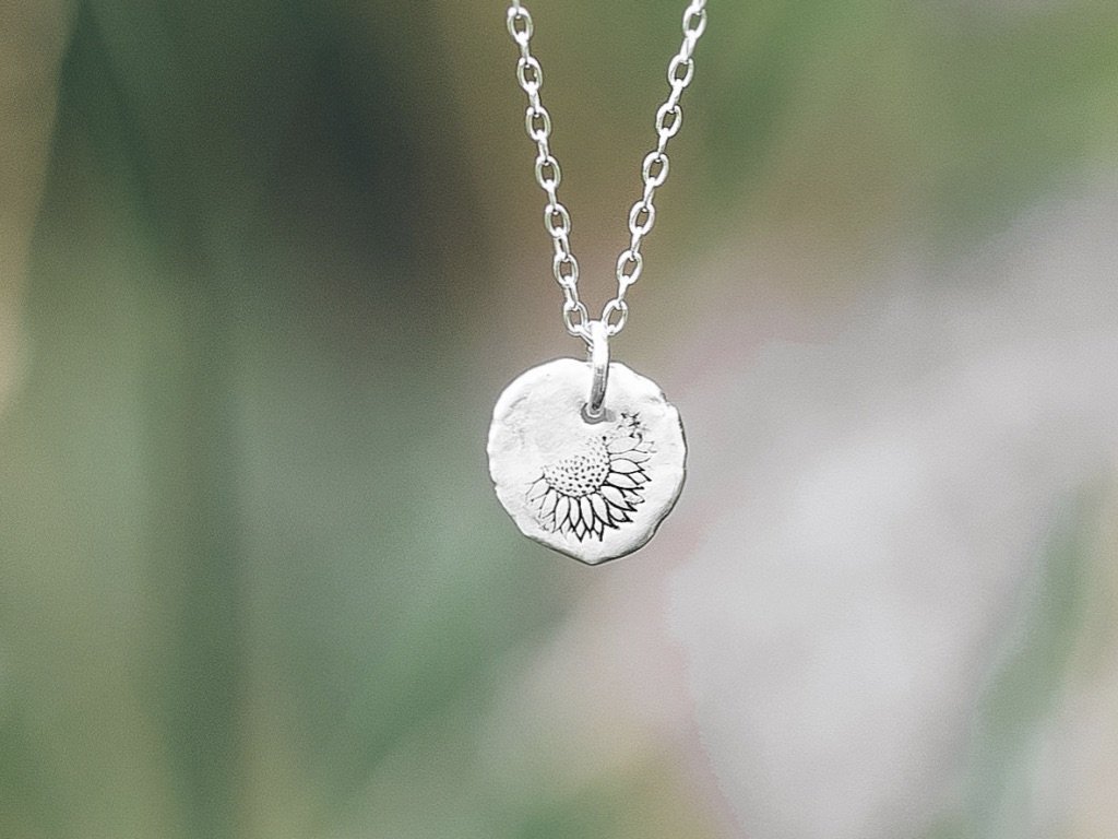 Sunflower Necklace: Recycled Silver