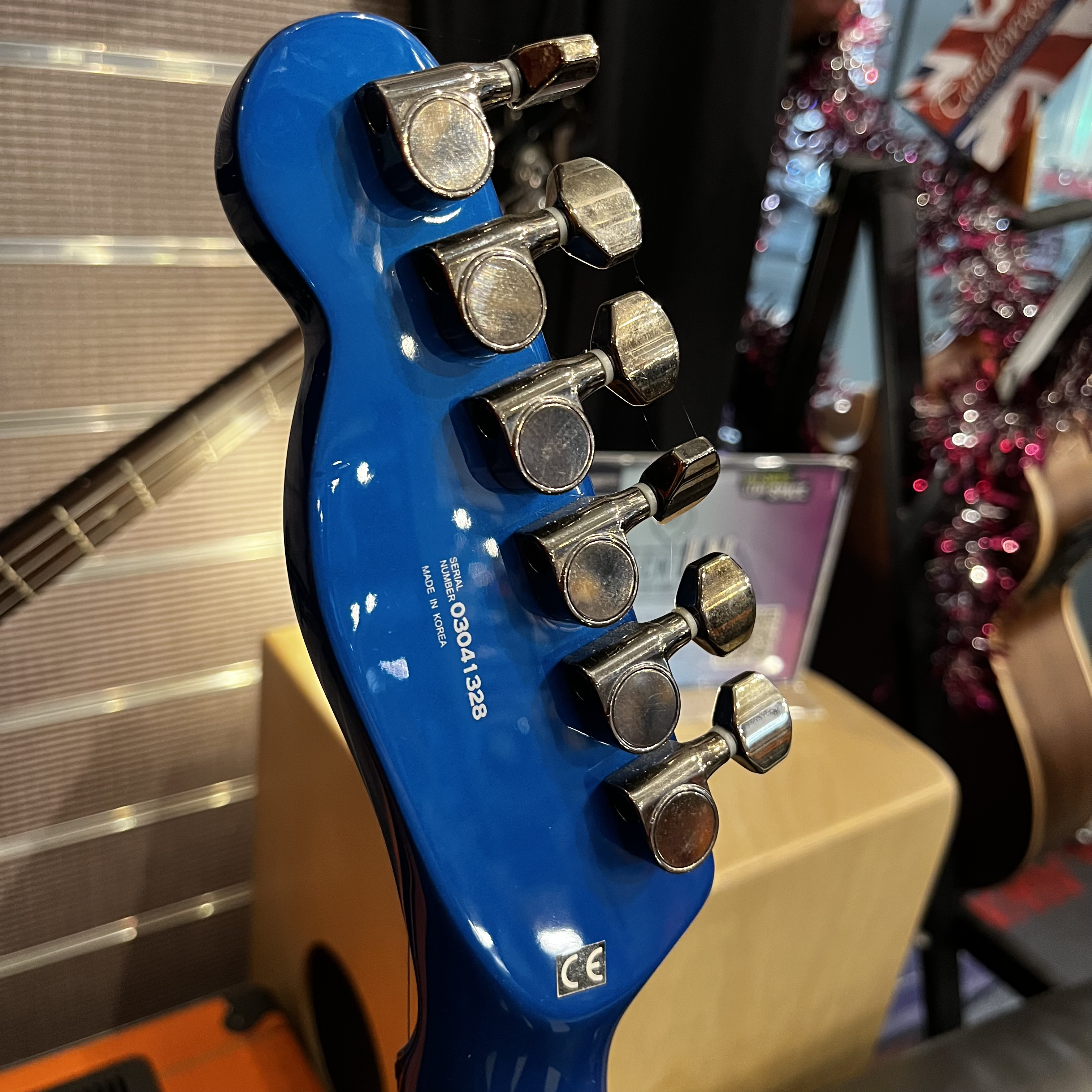 Fender Esquire Custom GT Telecaster Electric Guitar (Blue w/ White Racing Stripes)